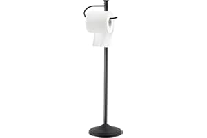Toilet Paper Holder Free Standing,Bathroom Black Toilet Paper Holders,Large Storage Capacity Toilet Paper Roll Holder,Stable 