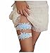 Abading Dasiy wedding garters for bride bridal lace garter set hand sewn pearls (sky blue)