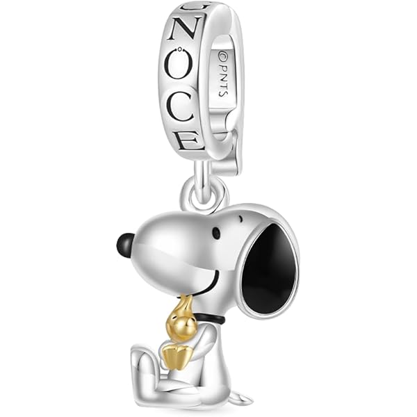 Collana Peanuts Snoopy & Woodstock - Ciondolo A Cuore In Ottone, Senza Pietre Preziose - Foto 8