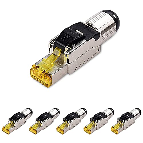 Yeruvce 6-Pack Tool Free Shielded RJ45 8, Cat8 Field Termination Plug, Cat8 Connector, Cat8 Plug