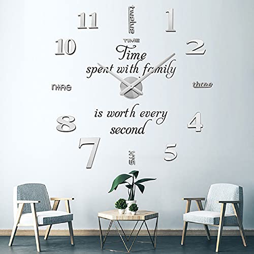 VLLAOUD DIY Wall Clock,Frameless 3D Wall Clock,Large Modern Design
