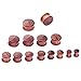 Longbeauty 2Pair Vintage Brown Natural Wood Double Flared Hollow+Saddle Tunnels Ear Plugs Stretcher Gauges 8MM=0G
