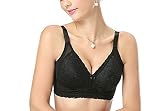 Sanyoo Women's Full Coverage Wirefree Bra No Pad Adjustable Brassiere for Big Boobs (40D, Black)