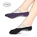 Yoga Pilates Socks Non Slip Skid Barre Socks with Grips Cotton for Women 2Pack Black & Purple