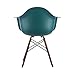 Poly and Bark Eames Style Molded Plastic Dowel-Leg Armchair (DAW) Walnut Legs, Teal, Set of 2