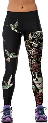 ColorFino Women's Skull Queen Printed Flex Yoga Pants Work-out Leggings