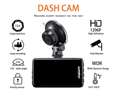 Dash Cam - ANNKOO AD02 Metal Case 3.0" Screen Full HD Display 1080P 1296P 170° Wide Angle HDR Dashboard Camera Car DVR Vehicle with Parking Monitoring, G-Sensor, WDR, Loop Recording - Thumbnail 3