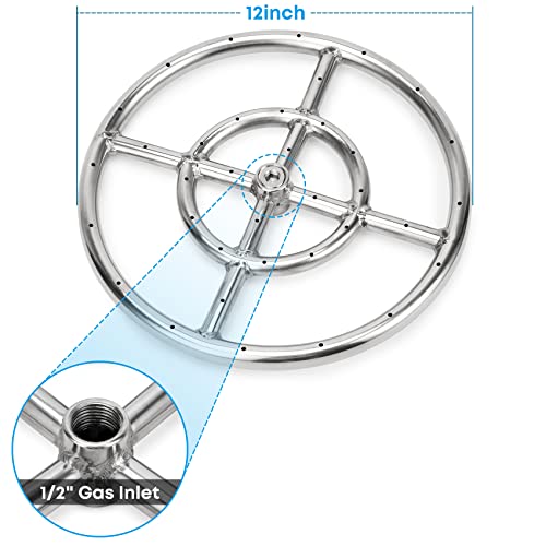 Stanbroil 12 Inch Round Fire Pit Burner Ring for Natural Gas & Propane