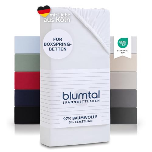 Blumtal® Basics Spannbettlaken für Boxspring 180x200x45cm Jersey - Bettlaken aus 100% Baumwolle - Oeko-TEX zertifiziertes Spannbetttuch 180x200cm - We