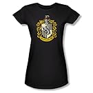 Warner Bros. Women's Harry Potter Hufflepuff Color Crest Juniors T-Shirt X-Large Black