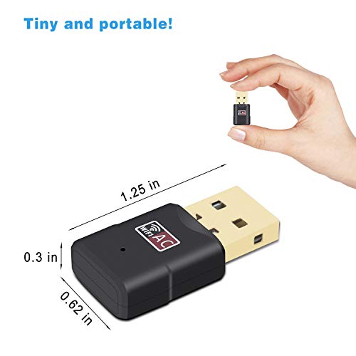 Blueshadow USB WiFi Adapter AC600Mbps - Dual Band 2.4G/5G Mini Wi-fi ac Wireless Network Card Dongle with High Gain Antenna for Desktop Laptop PC Support Windows XP Vista/7/8/8.1/10 (USB WiFi 600Mbps)