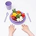 Bobo&Boo Bamboo 5 Piece Children’s Dinnerware, Lilac Purple, Non Toxic & Eco Friendly Kids Mealtime Set for Healthy Infant Feeding, Great Gift for Baby Showers, Birthdays & Preschool Graduations