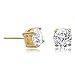 Hypoallergenic Surgical Steel Unisex Gold Plated Round Sparkling Solitaire Earrings With Cubic Zirconia Stone