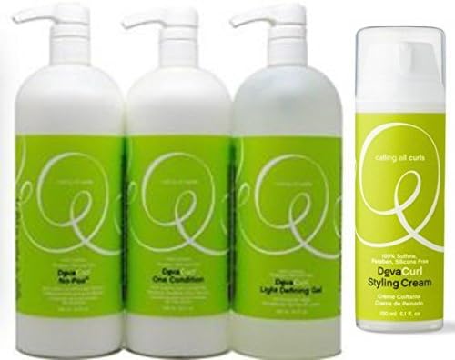 DevaCurl DUO No-Poo, +One Condition, +Light Defining Gel, 32 oz+Styling Cream, 5.1 Oz