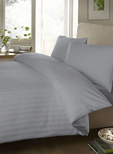 NILE BED LINENS Egyptian Cotton Sheet Set Fits Up To 15 Inches Extra Deep Pocket 600 Thread Count Stripe ( Cal-King, Silver Grey )