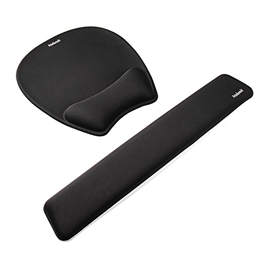 Nekmit Memory Foam Non Slip Keyboard Padding Ergonomic Wrist Rest Beads Support and Large Mouse Gel Pad for Computer and Laptop, Black - Thumbnail 5