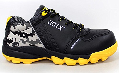 DDTX S1P Men's Athletic Work Shoes Lightweight Composite Toe Safety Shoes Black (9)
