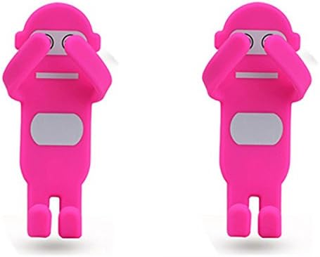 JINGRAN Home Use Silicone Cell Phone Holder Remote Control Holder Wall Outlet Decoration Holder-2 Packs (Pink Robot)