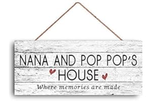 GUQFF 12x6 inch New Sign Nana and Pop Pop's House Sign, Where Memories are Made, Distressed Style, Gift for Grandparents, Sign