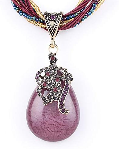 Blue Natural Crystal Stone Pendant Necklace Fashion Peacock Pendant Necklace for Women Jewelry