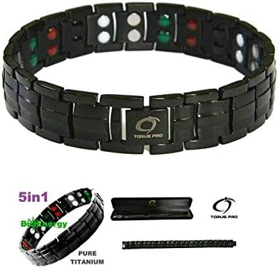 Torus Pro BLACK DOUBLE STRENGTH TITANIUM MAGNETIC BRACELET FOR MEN + PLUS Velvet Gift Box