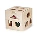NimNik Wooden Shape Sorting Cube Classic Square Shape Sorter Baby First Blocks Shape-Sorting Toy for Early Learning for 3 Year Olds