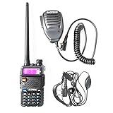 BaoFeng UV-5R Dual Band Handheld Two Way Radio Rechargeable Ham Walkie Talkie with Free Earpiece & Speaker Mic