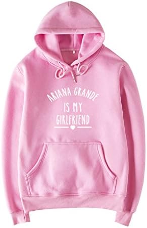 Catmen Unisex Sweaters Ariana Grande Is My Girlfriend Print Tumblr Oversized Hoodie,Pink XXL