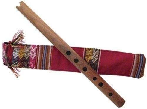 Quena Handmade Andean Jacaranda Flute - Approx. 38cm & Decorated Handmade Protective Carry Bag.