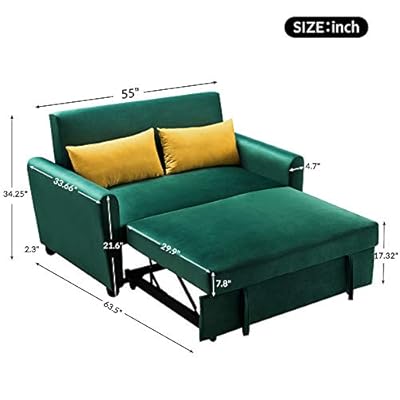 Buy Merax Sleeper Couch Small Velvet Sofa For Living Room Or Bedroom Including Pull Out Bed Sofabed Compact Green Online In Kenya B08xwdmtvm