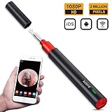 Wireless Ear Camera - Ear Endoscope for Ear Wax Removal,WiFi Otoscope with 6 LED Lights and HD 1080P 2Megapixels High Clear Video Quality,Compatible with iOS and Android Smart Phone or Tablet(Black)