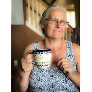 Polmedia Polish Pottery Babcia – Grandma Mug from Polish Pottery – Blue Eye with Flowers