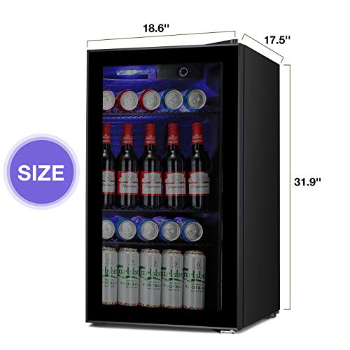 Kismile Beverage Refrigerator Cooler100 Can Mini Fridge Glass Door for