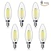 Wenfeng E12 LED Candelabra Light Bulbs, 4w 4000K Neutral White, 40w Equivalent E12 Base LED Filament Bulbs, 470Lm, Non Dimmable, Pack of 6