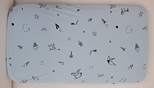 Gootoosh Bassinet Mini Crib Sheets – 100% Soft Jersey Organic Cotton Fitted Sheet for Stroller and Bassinet – Breathable Hypoallergenic Toddler Bedding for Boys and Girls – 17" X 32.75" (Origami Blue)
