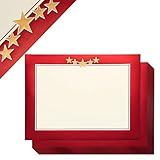 24-Sheet Certificate Paper - Letter Size Blank Diploma Paper, Metallic Red Border Specialty Award Paper, Laser & Inkjet Printer Friendly, Red, 8.5 x 11 Inches