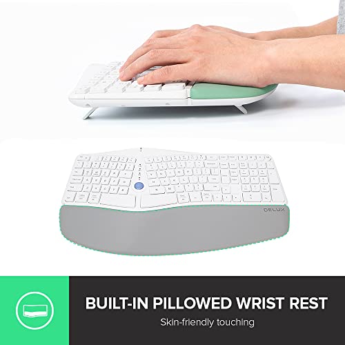 Wireless Ergonomic Split Keyboard with Cushioned Palm Rest Against