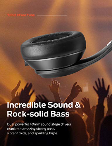 Tribit XFree Tune Bluetooth Headphones Over Ear - Wireless Headphones 40 Hrs Playtime, Hi-Fi Stereo Sound with Rich Bass