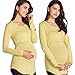 Sweet Mommy Bamboo Simple Maternity and Nursing Long Sleeve Tee Shirt (L, Mustard)