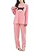 MyFav Junior Cute Girl Pajama Striped Polka Dots Loungewear Pink Pullover Gown