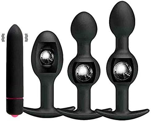 4 Pcs 10 Frequency Bútt Plugs Ví-bratórs Metal Ball Inside Muscles Trainer Silicone ānal plúgs Bullet Ví-bratór Toys for Women Men