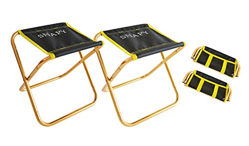 SNAPY 2-Pack Mini Folding Camping Stool, Lightweight Camp Stool, Portable Folding Camp Chair, Outdoor Ultralight Camping Chair for BBQ, Camping, Fishing, Travel, Hiking (12″x11″x12.3″, Gold)