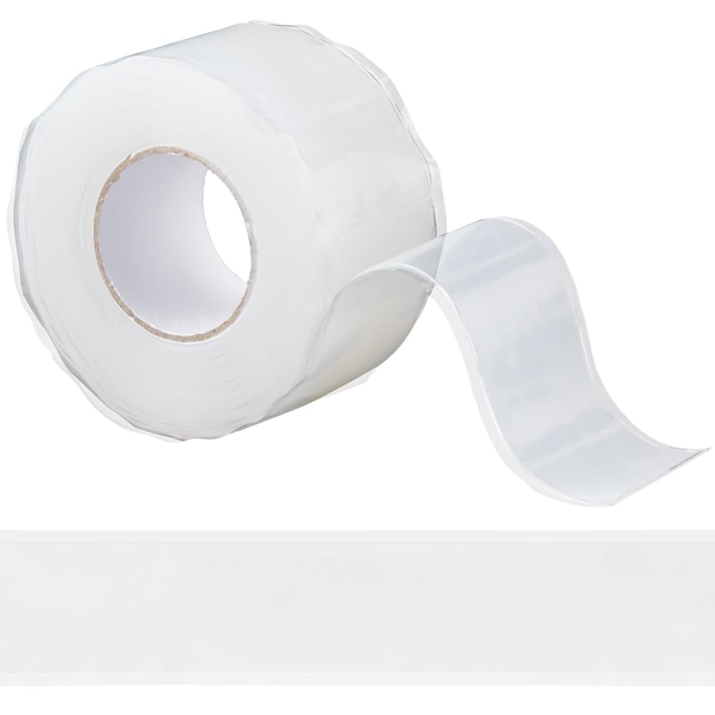 GORGECRAFT 3m x 25mm Self-Fusing Silicone Tape Clear Waterproof Repair Sealing Tape Multi-purpose Self Amalgamating Rubber Tape for Emergency Pipe Plumbing Water Hose Leaks Cable Wire Insulation Wrap