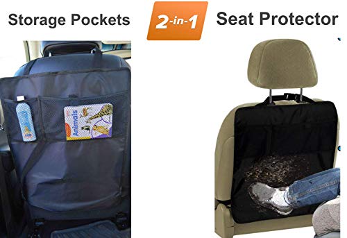 image for EcoNour Seat Back Protectors (2 Pack) - Car Kick Mats with 2 Mesh Pock