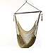 Sunnydaze Caribbean-Style Hanging Rope Hammock Chair Swing with Adjustable Stand - 300-Pound Capacity - Tan