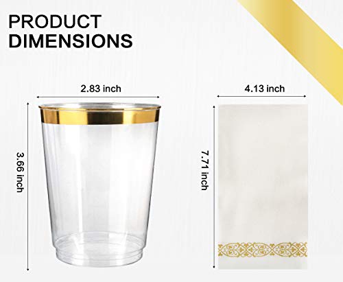 image for M MCIRCO 175 Piece Gold Dinnerware Set - 50 Gold Rim Plastic Plates - 
