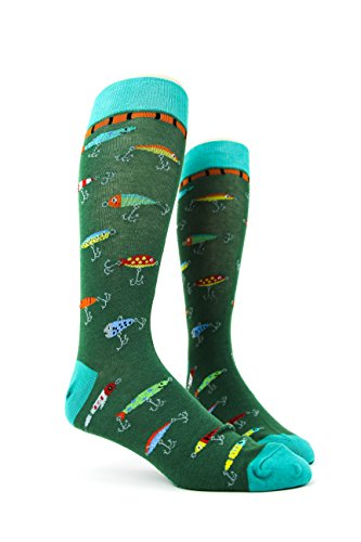 Foot Traffic, Men's Outdoors-Themed Socks, Fishing Lures (Shoe Sizes 7-12)