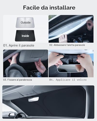 LANTU Windscreen Screen for Tesla Model 3/Y Folding Sun Shade with Storage Bag Blocks UV Rays Umbrella Model 3/Y 2018-2026 Highland Juniper Accessories