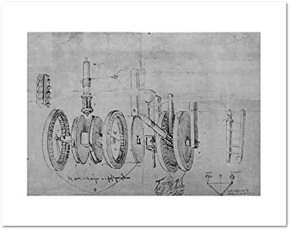 Studies of Toothed Gears and a Hygometer, fol. 8v-b from the Codex Atlanticus by Leonardo da Vinci, 1478-1518. Art Prin
