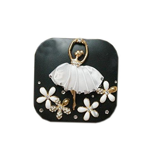 Black Ballet Girl Contact Lens Case Crystal Flower Cosmetic Lens Holder